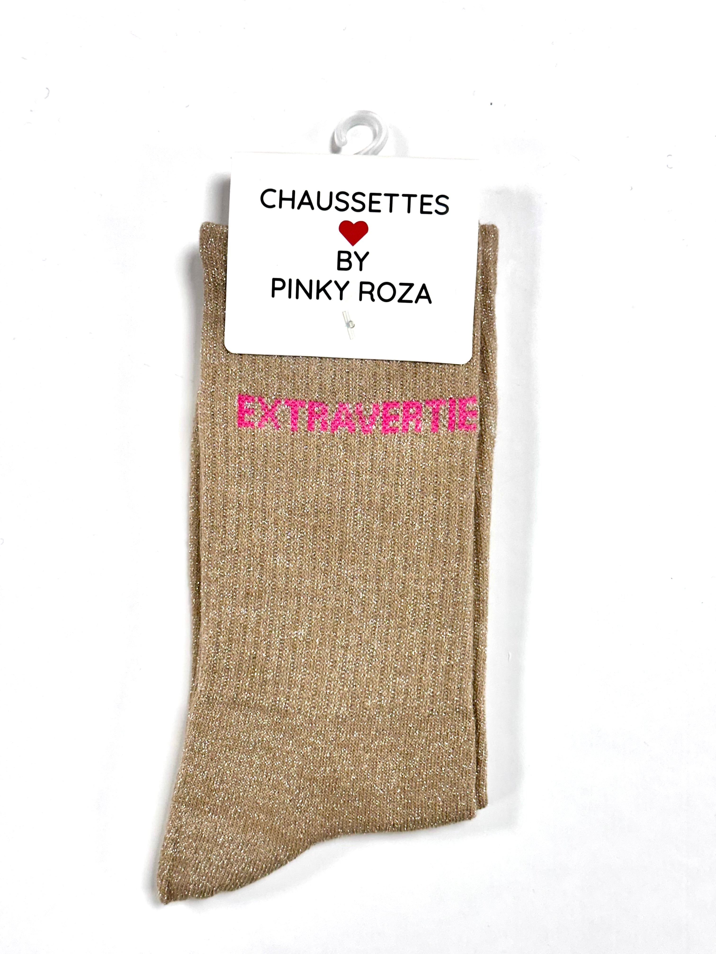 Chaussettes à paillettes « Extravertie » - Beige