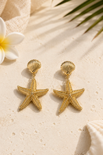 Boucles d’oreilles étoile de mer en acier inoxydable doré