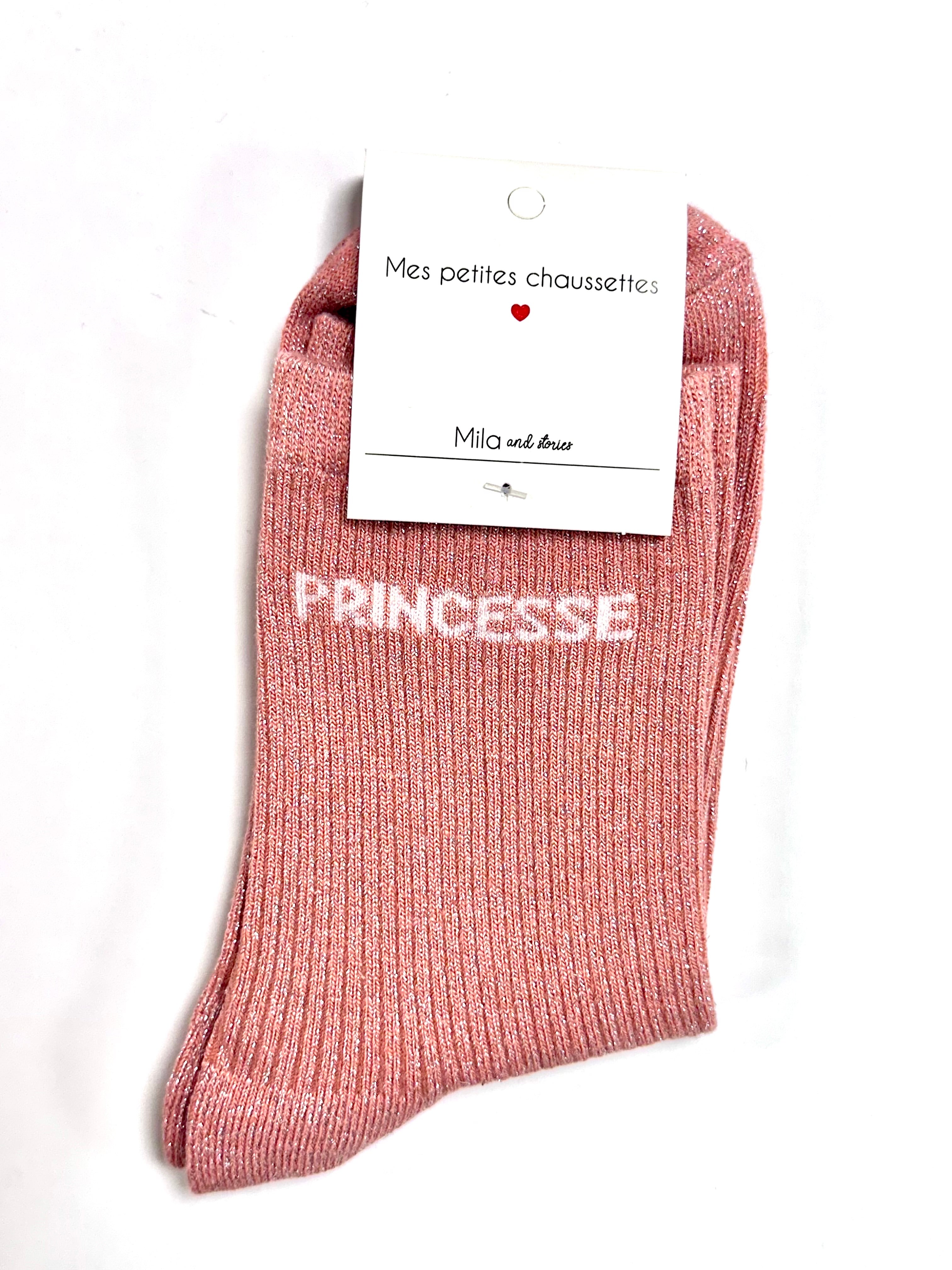 Chaussettes à paillettes « Princesse » - Corail