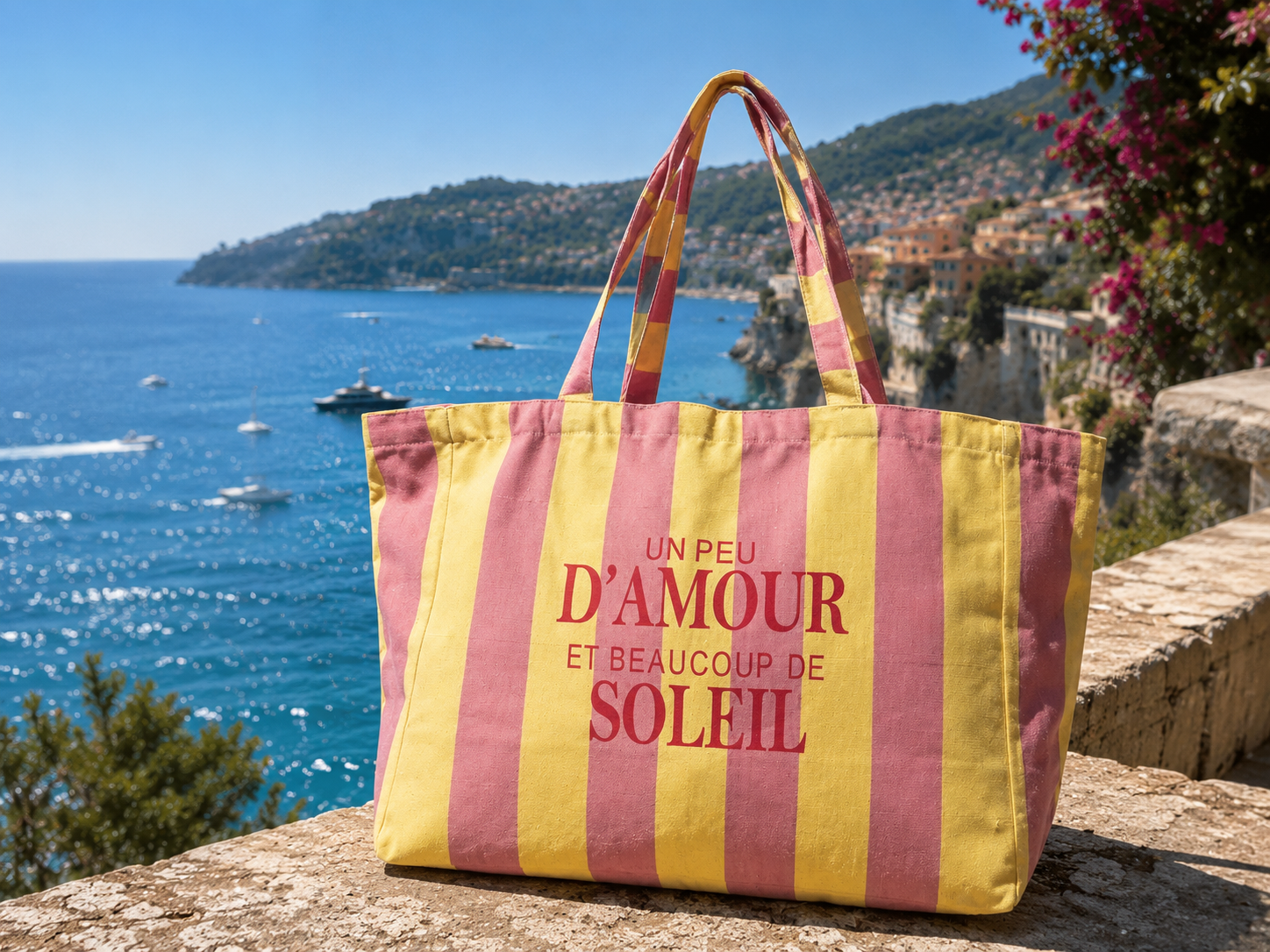 Tote Bag Un Peu d’Amour et Beaucoup de Soleil Jaune