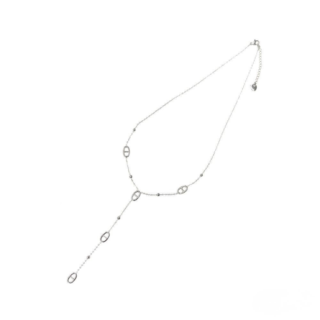 Sautoir Maille Marine avec Point Décoratif en Acier Inoxydable