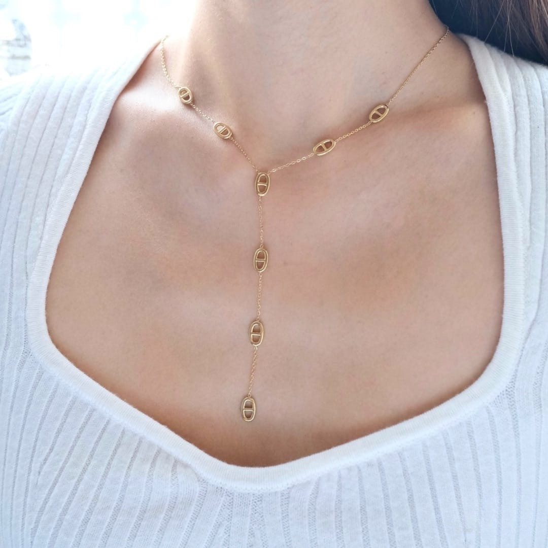 Sautoir Maille Marine Allongé (4 Mailles) en Acier Inoxydable