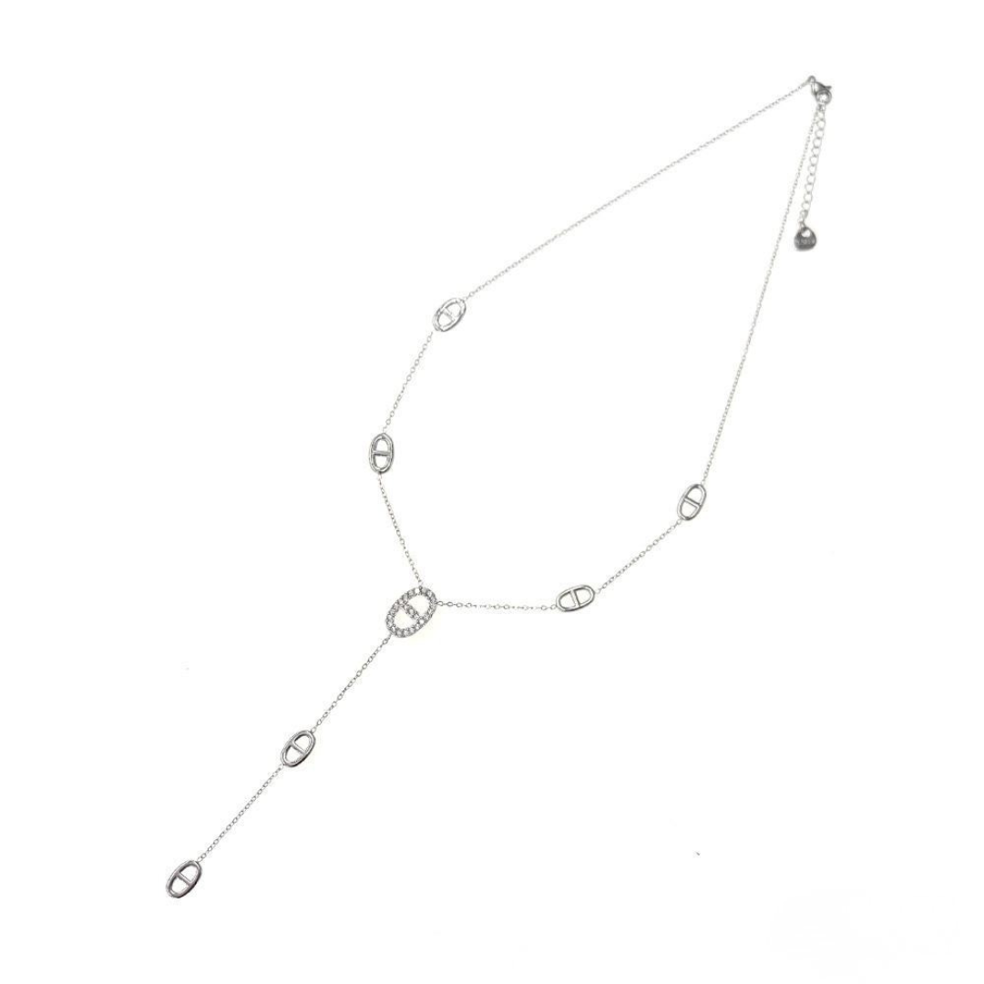 Sautoir Maille Marine avec Maille Strass en Acier Inoxydable