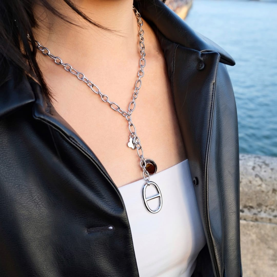 Sautoir Malya Maille Marine en Acier Inoxydable