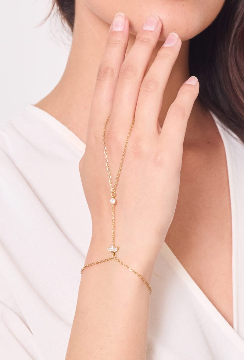 Chaîne de main lotus strass