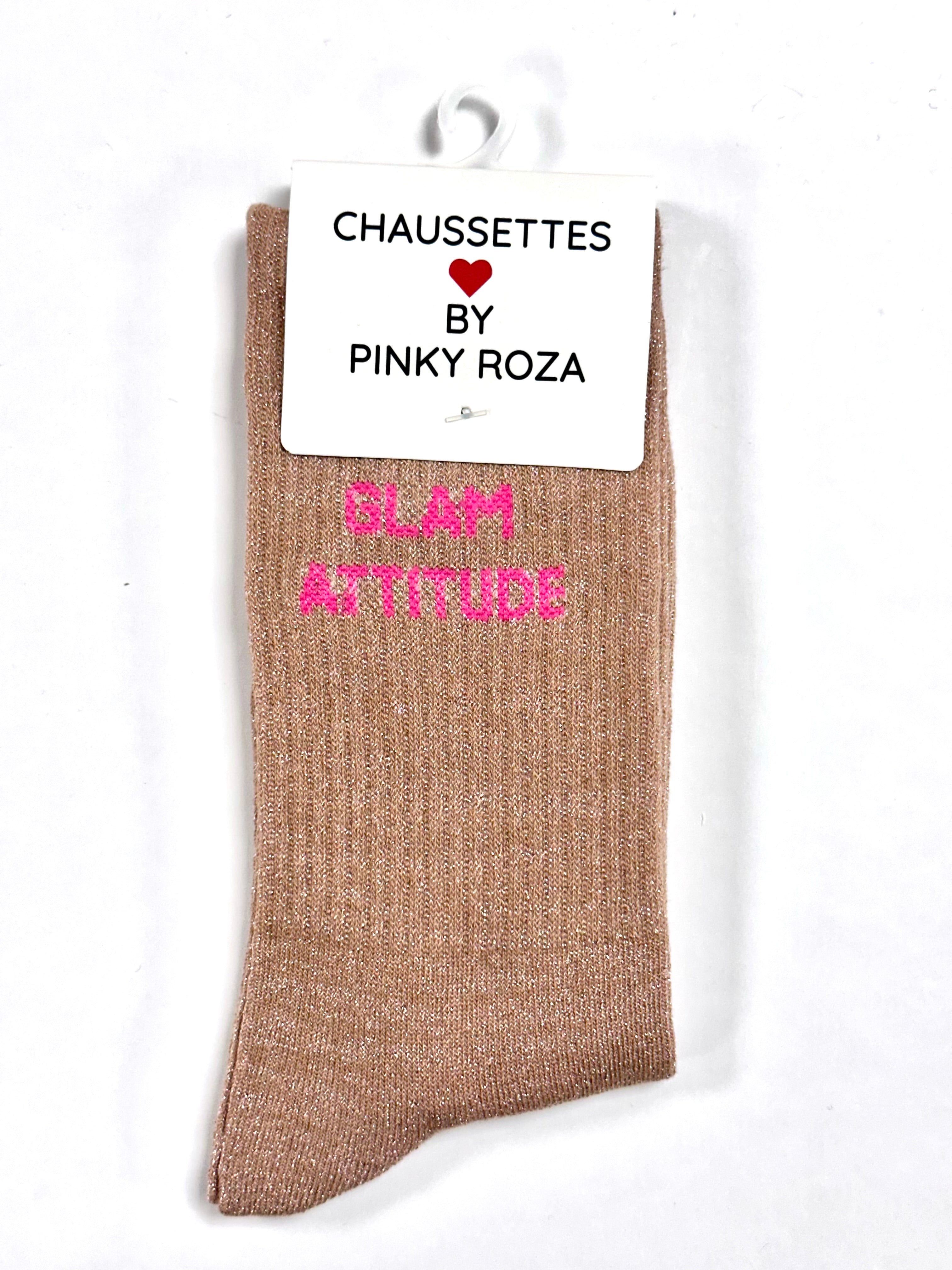 Chaussettes à paillettes « Glam attitude » - Rose pâle