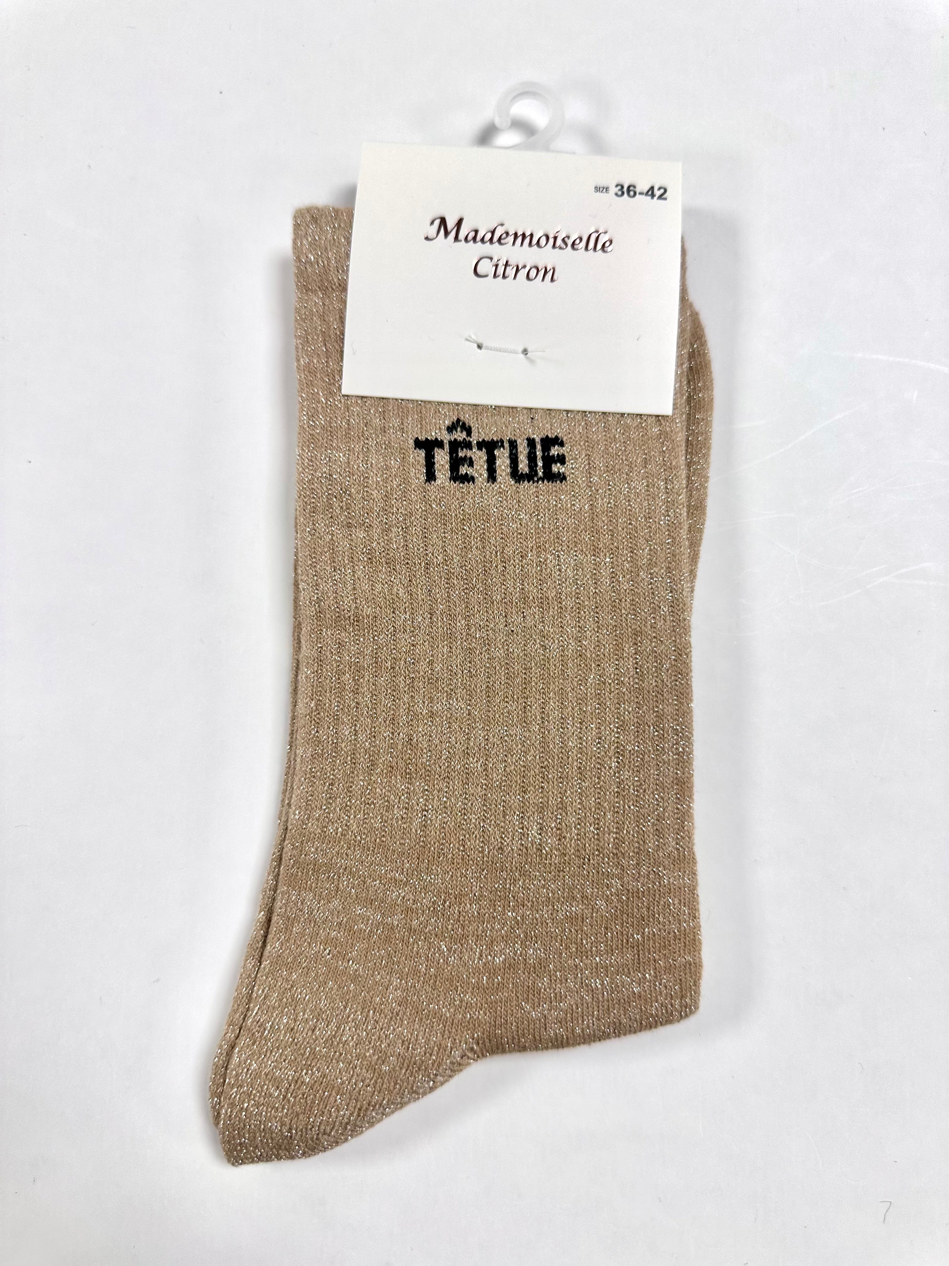 Chaussettes à Paillettes - Têtue (Beige)