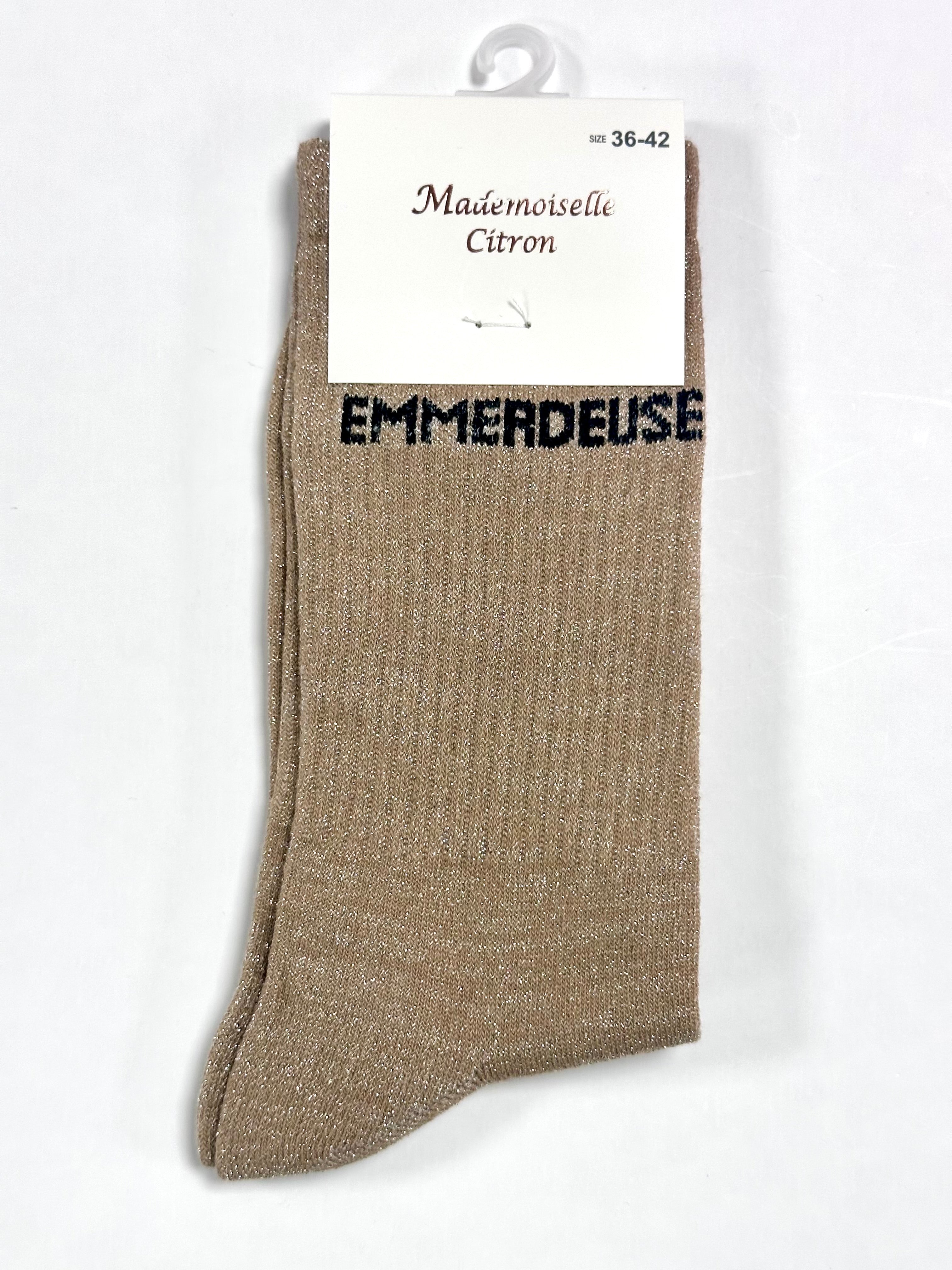 Chaussettes à Paillettes - Emmerdeuse Beige