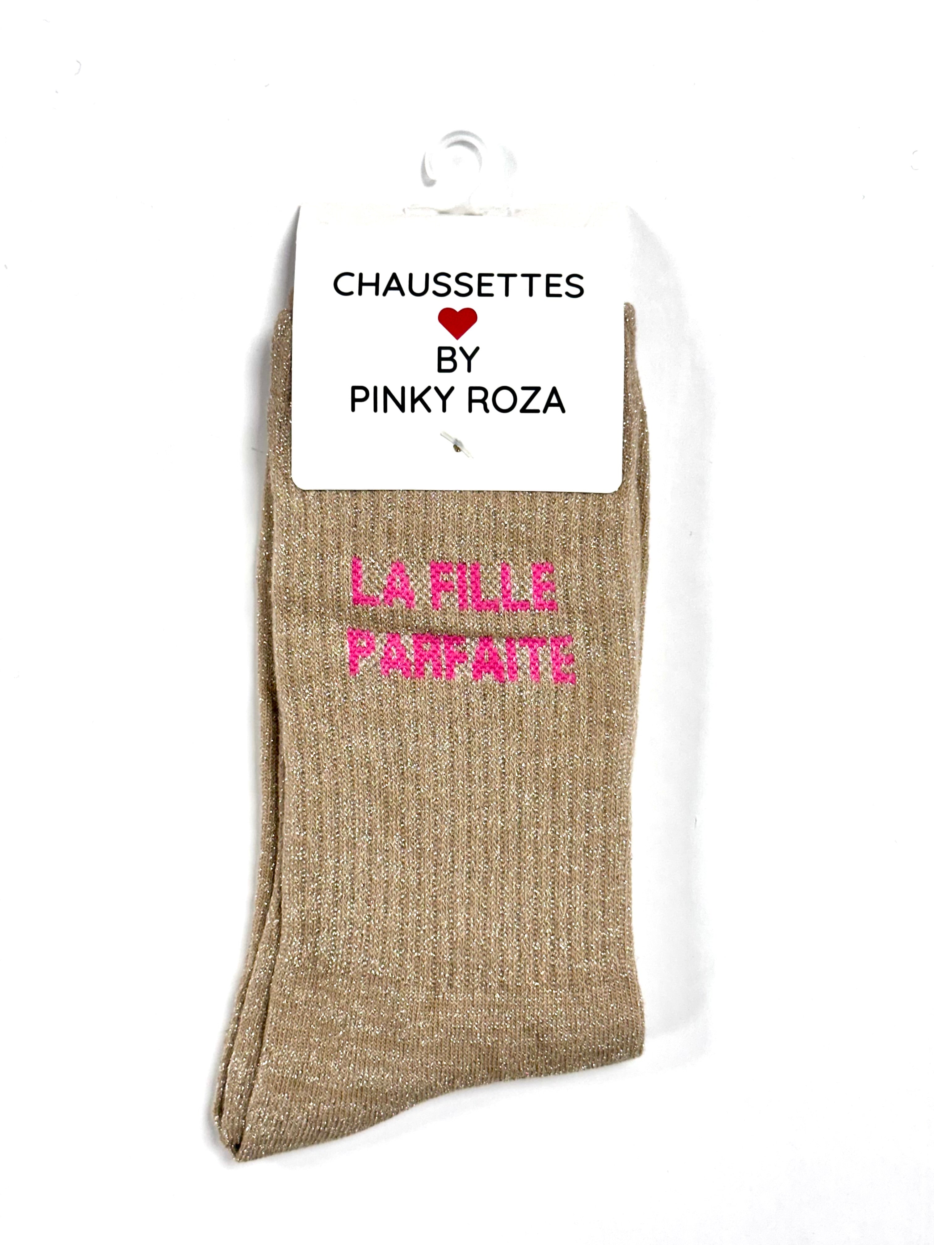 Chaussettes à paillettes « La fille Parfaite » - Beige