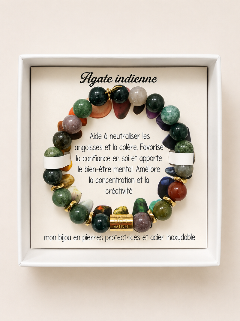 Bracelet en Pierre Naturelle - Agate Indienne
