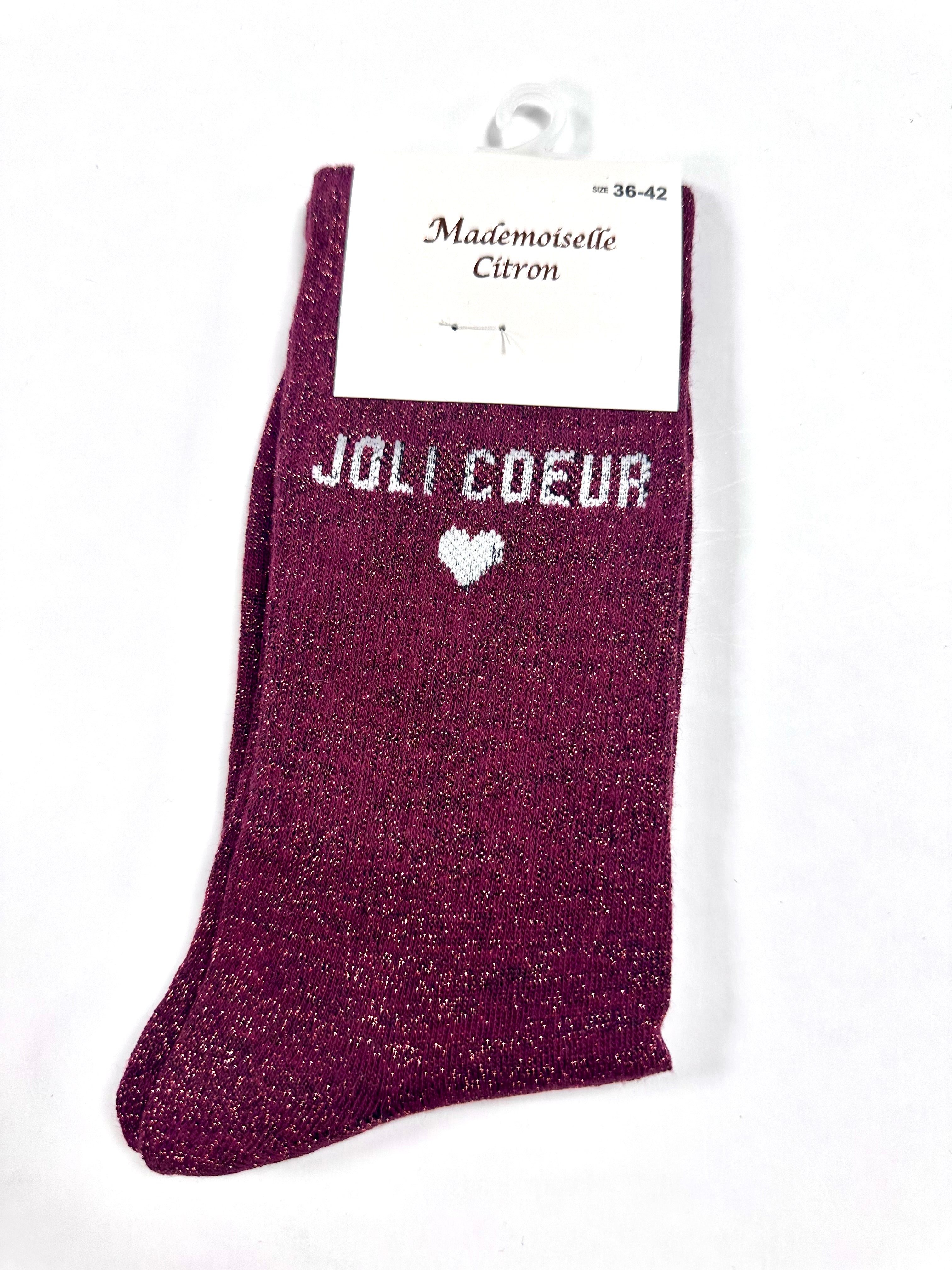 Chaussettes à Paillettes - Jolie cœur ❤️ (Rouge)