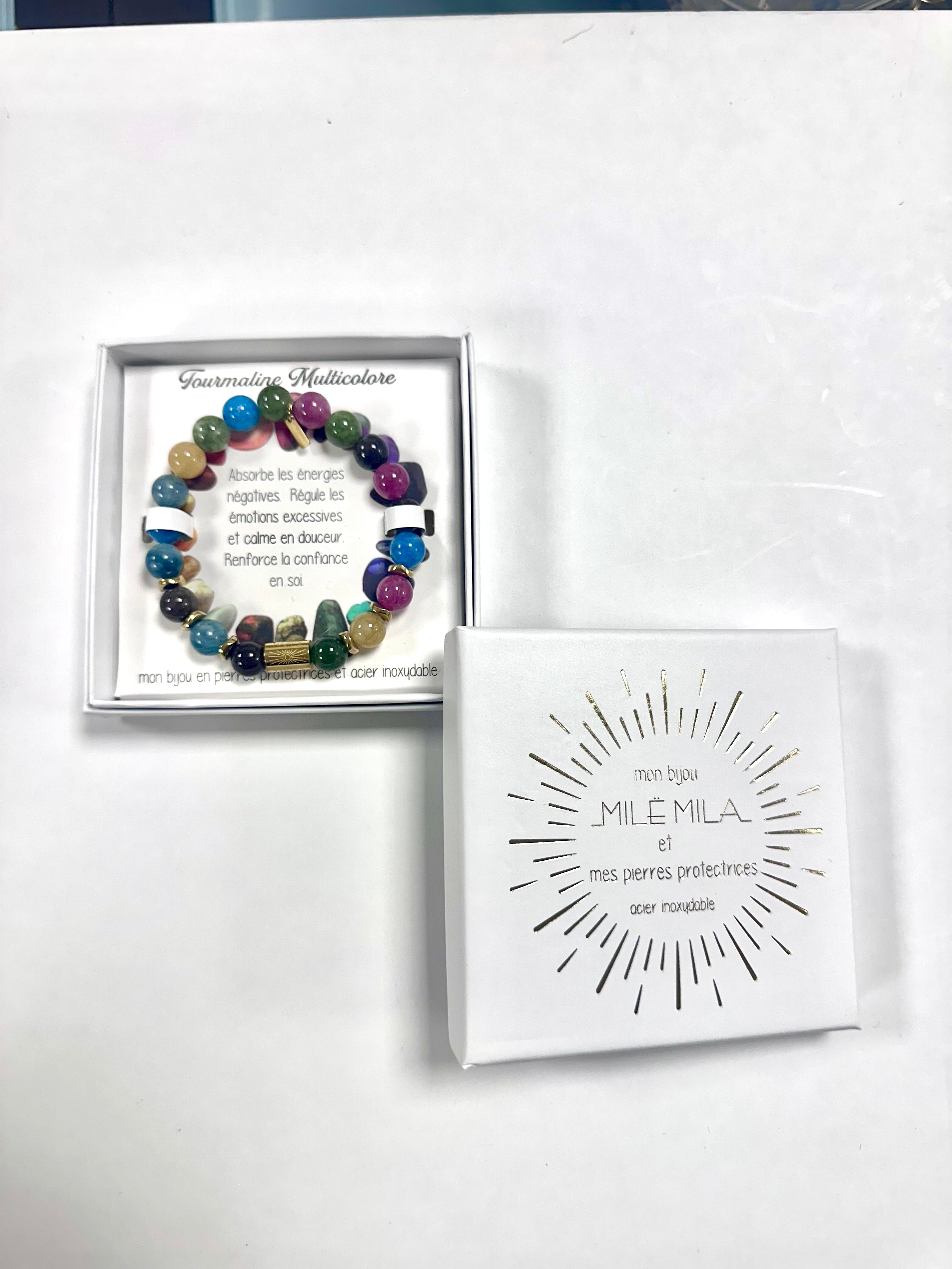 Bracelet en pierre — Tourmaline multicolore