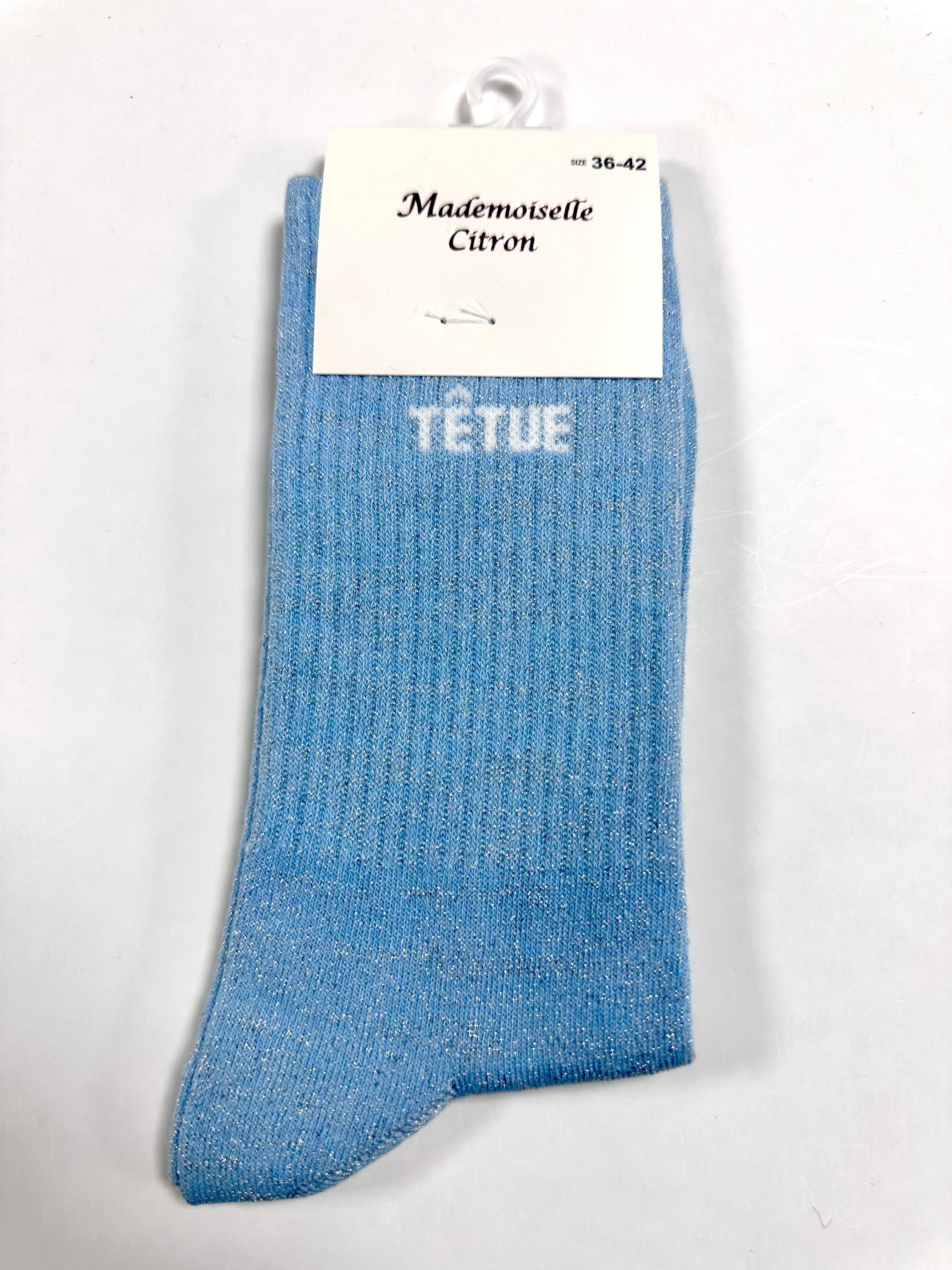 Chaussettes à Paillettes - Têtue (Bleu clair)