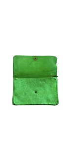 Pochette en cuir avec poche zippée intérieure - Vert