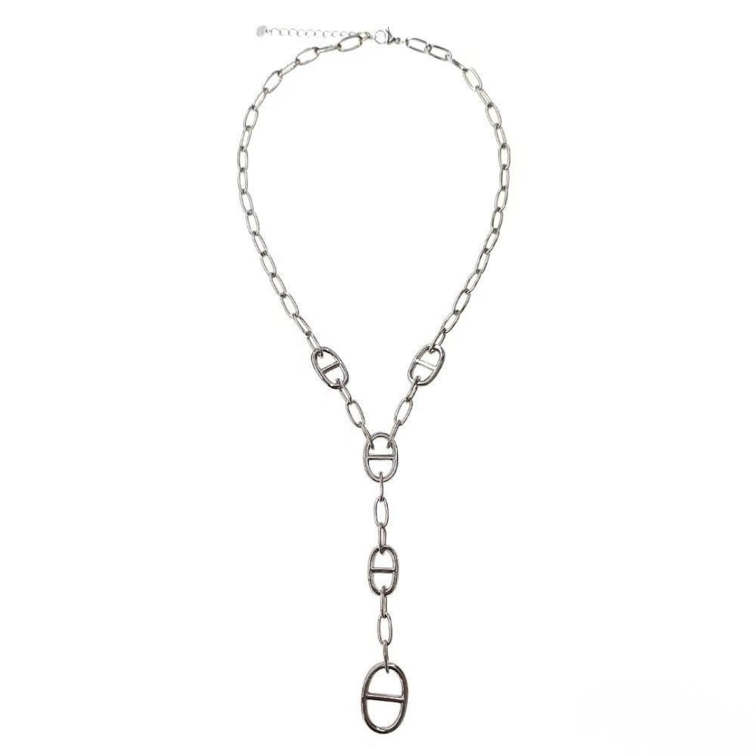 Sautoir Grosse Maille Marine en Acier Inoxydable