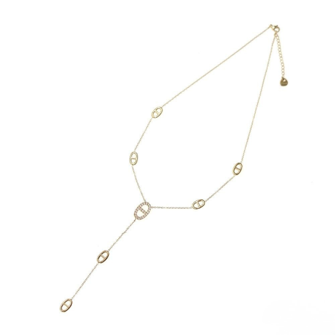 Sautoir Maille Marine avec Maille Strass en Acier Inoxydable