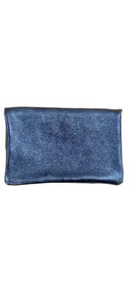 Pochette en cuir avec poche zippée intérieure - Bleu