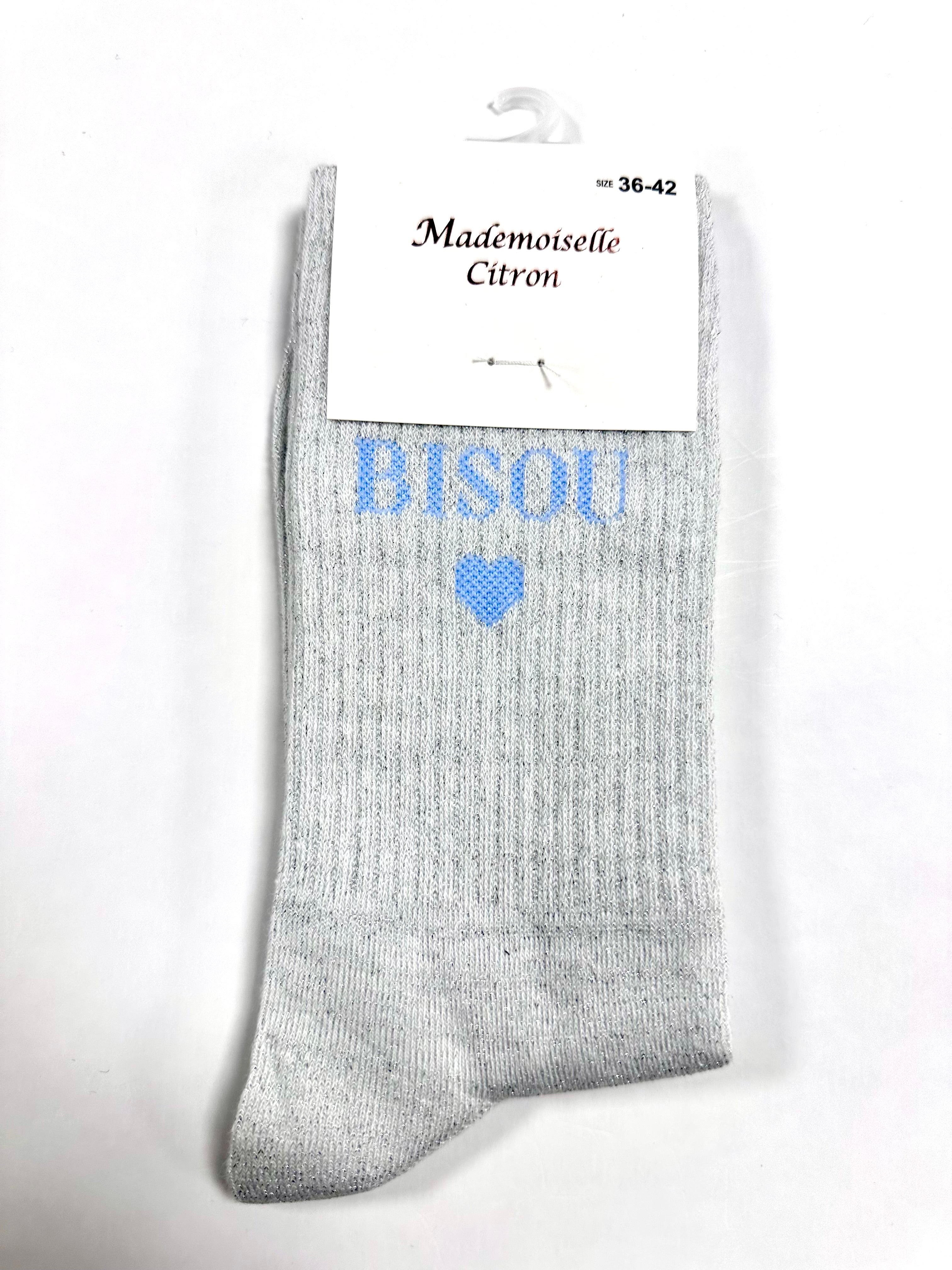 Chaussettes à Paillettes - Bisous (Gris clair)