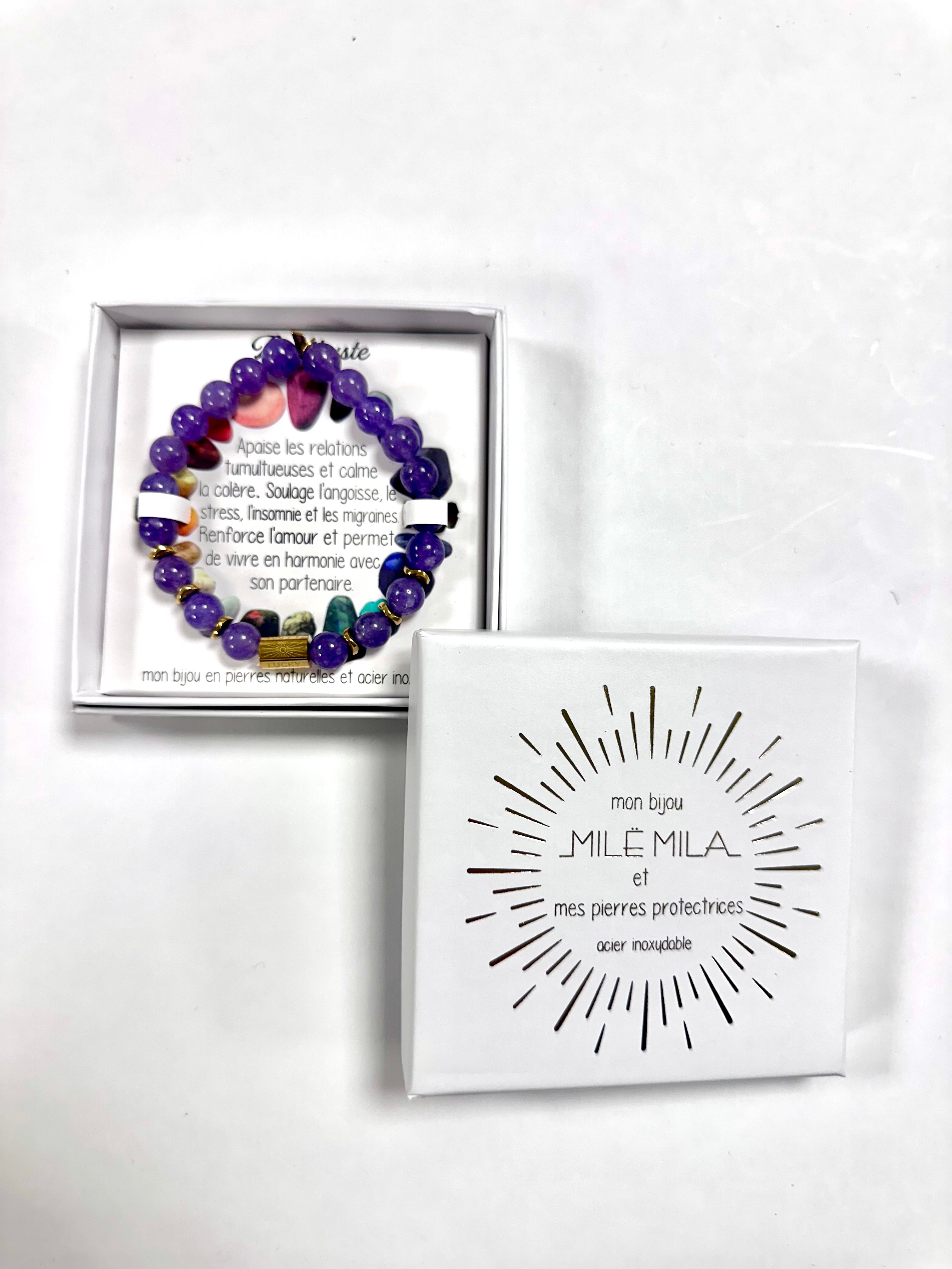 Bracelet en Pierre Naturelle - Améthyste M