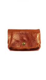 Porte-monnaie en cuir triple pochette - Orange