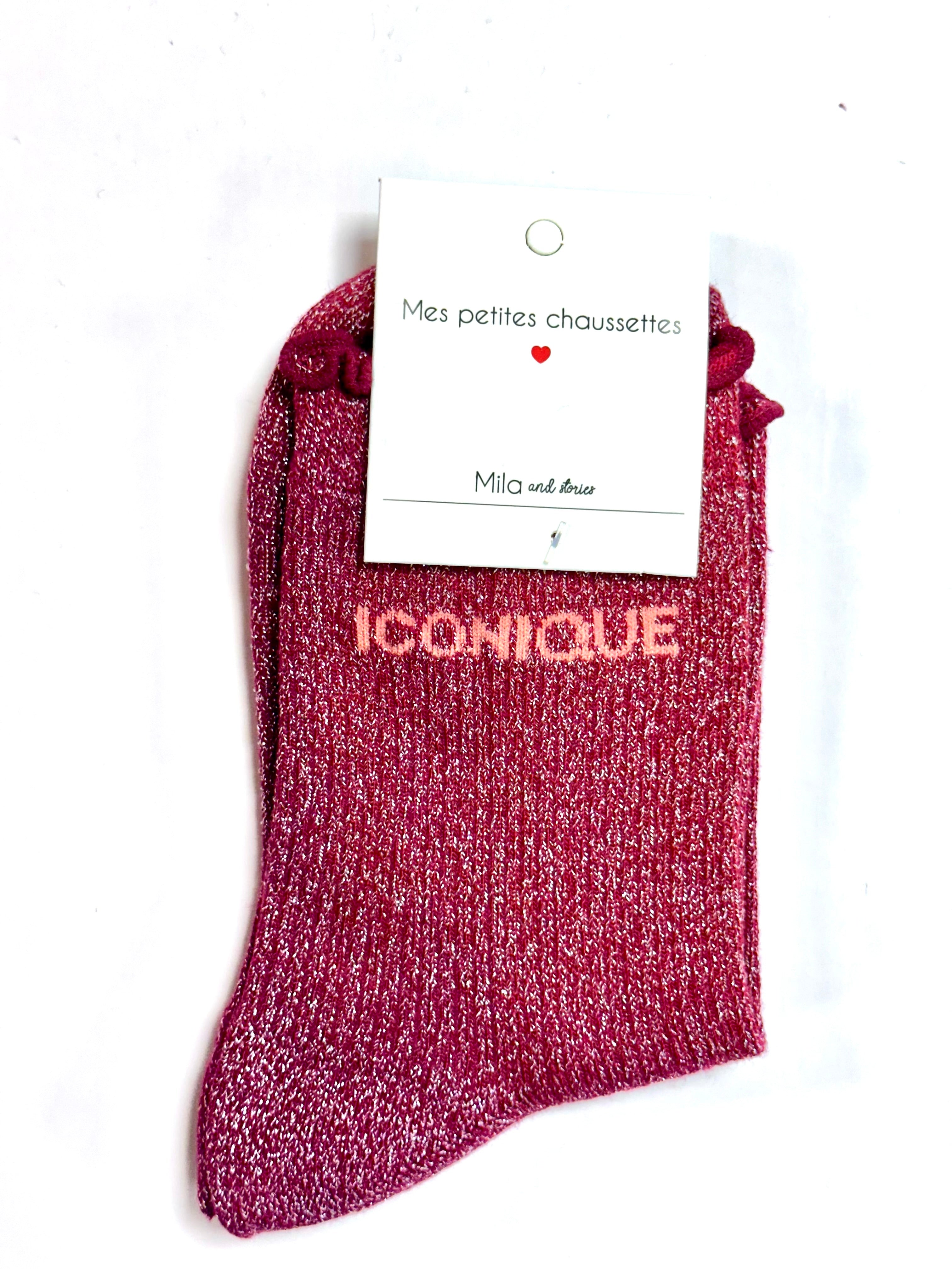 Chaussettes à paillettes « Iconique » - Rouge