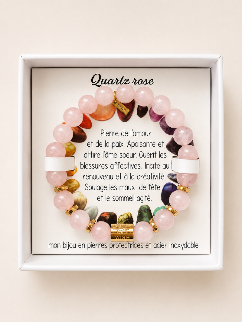 Bracelet en Pierre Naturelle - Quartz Rose