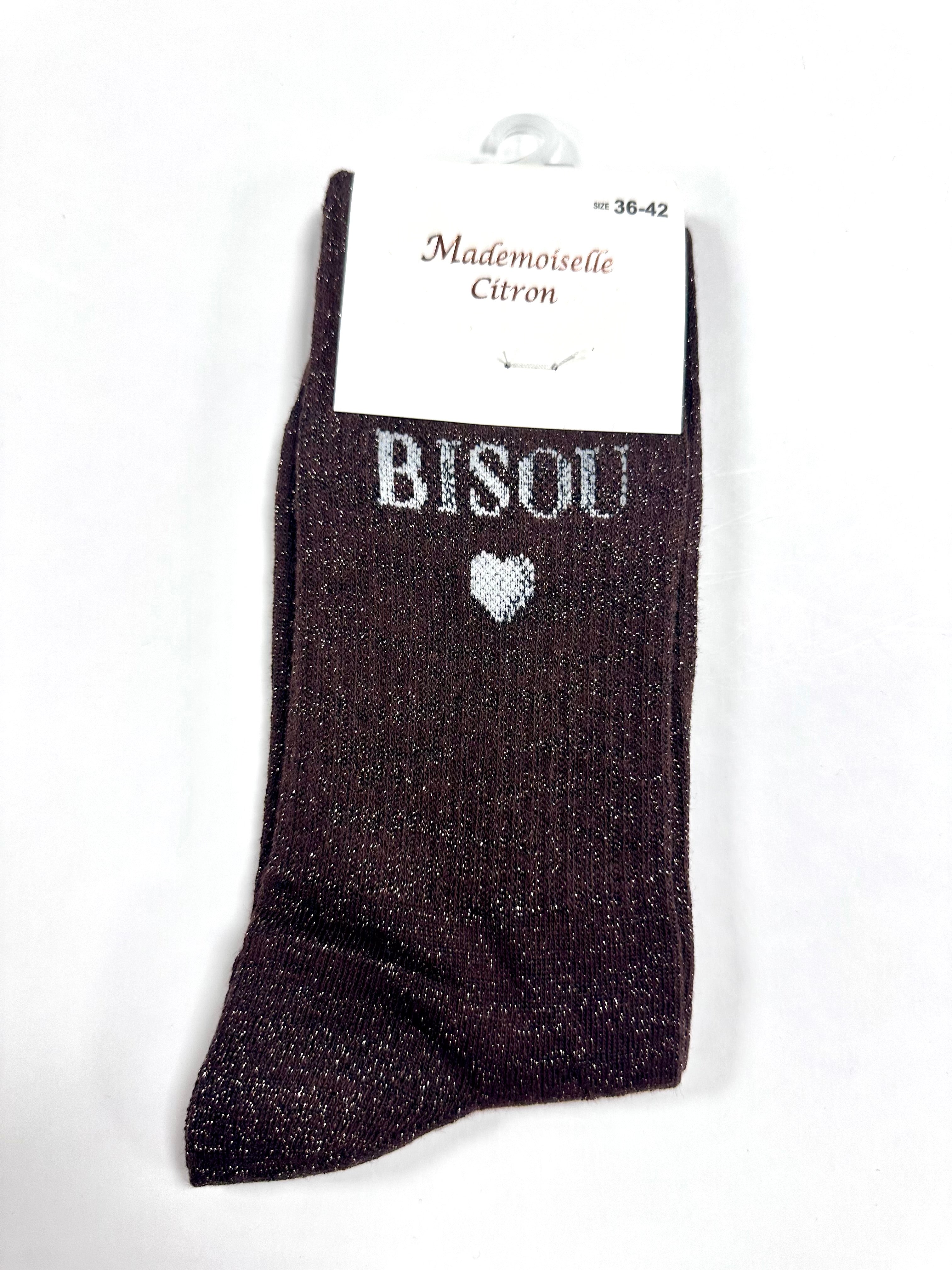 Chaussettes à Paillettes - Bisous (Marron)