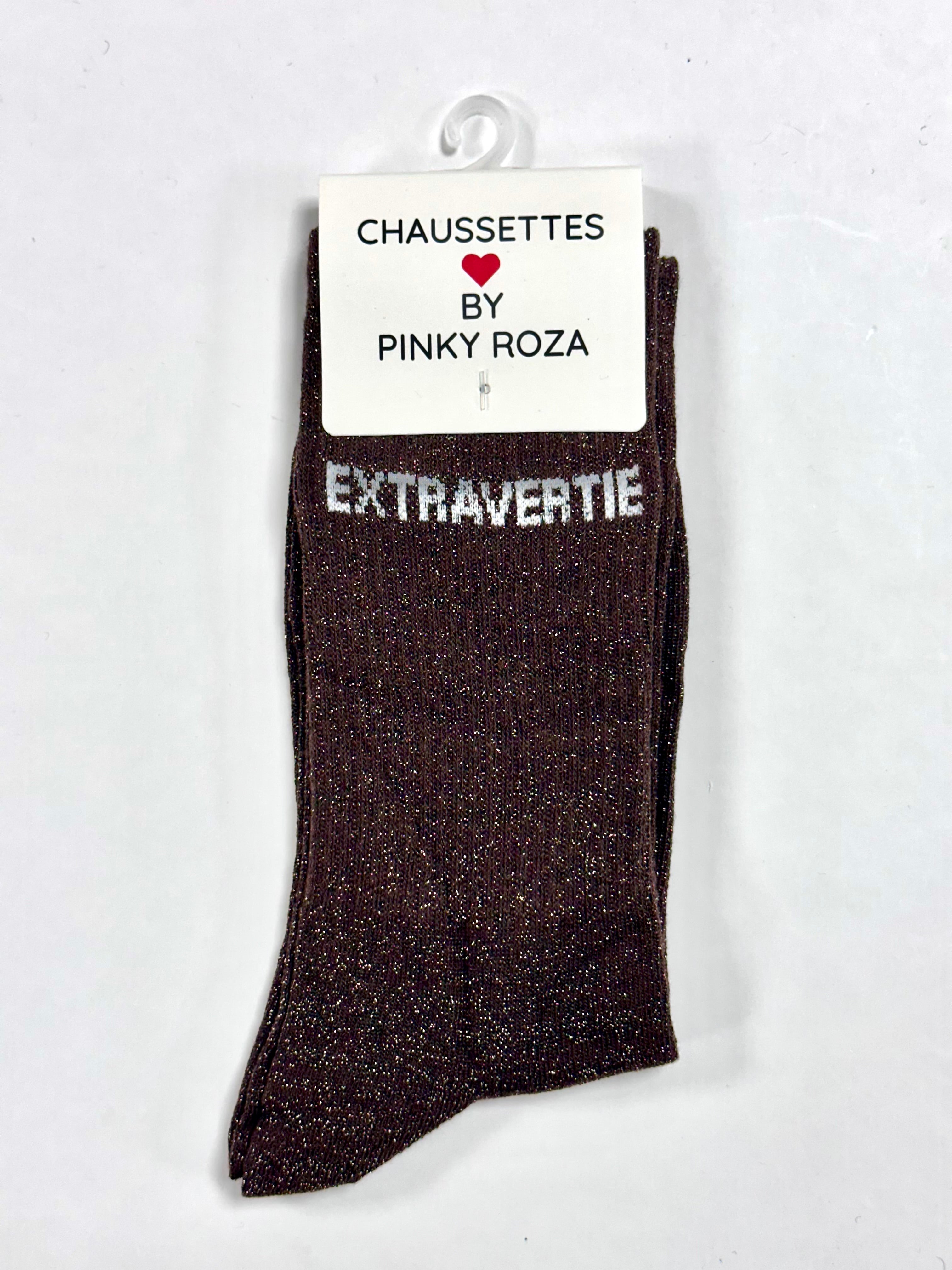 Chaussettes à paillettes « Extravertie » - Marron