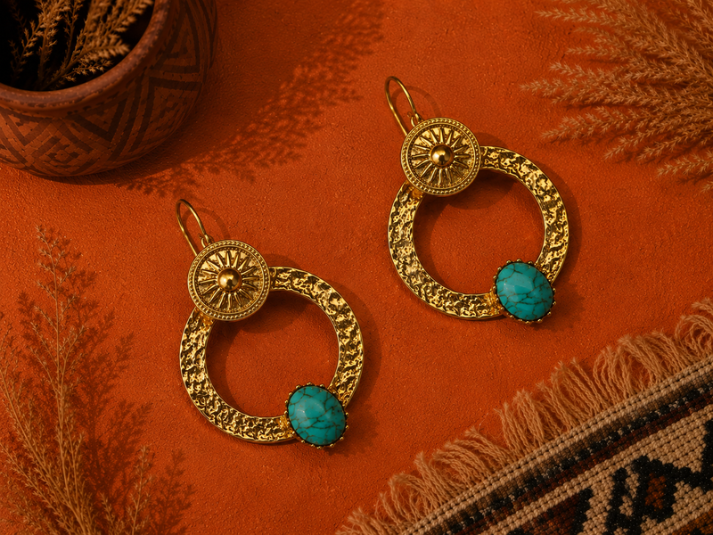 Boucles Oracle Acier et Turquoise