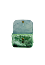 Porte-monnaie en cuir triple pochette - Vert foncé