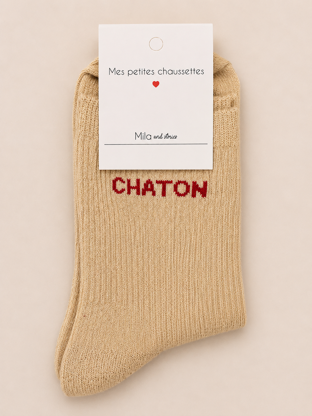 Chaussettes à paillettes « Chaton » - Beige