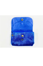 Porte-monnaie en cuir triple pochette - Bleu
