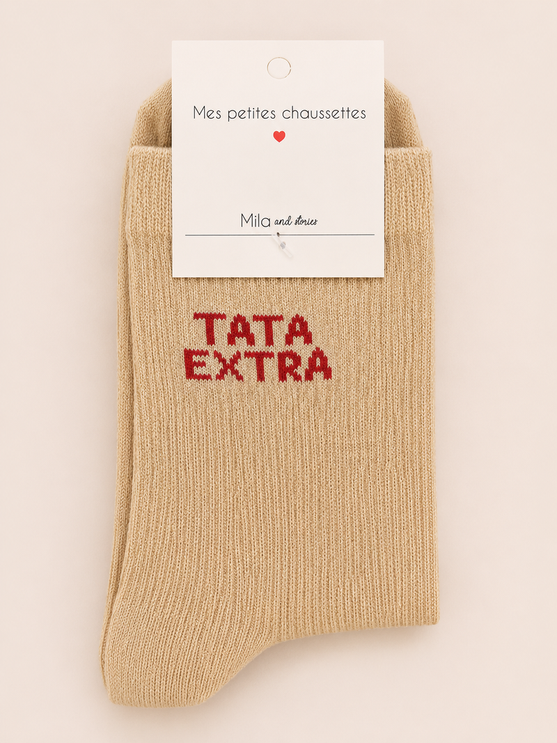 Chaussettes à paillettes « Tata extra » - Beige