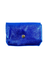 Porte-monnaie en cuir triple pochette - Bleu