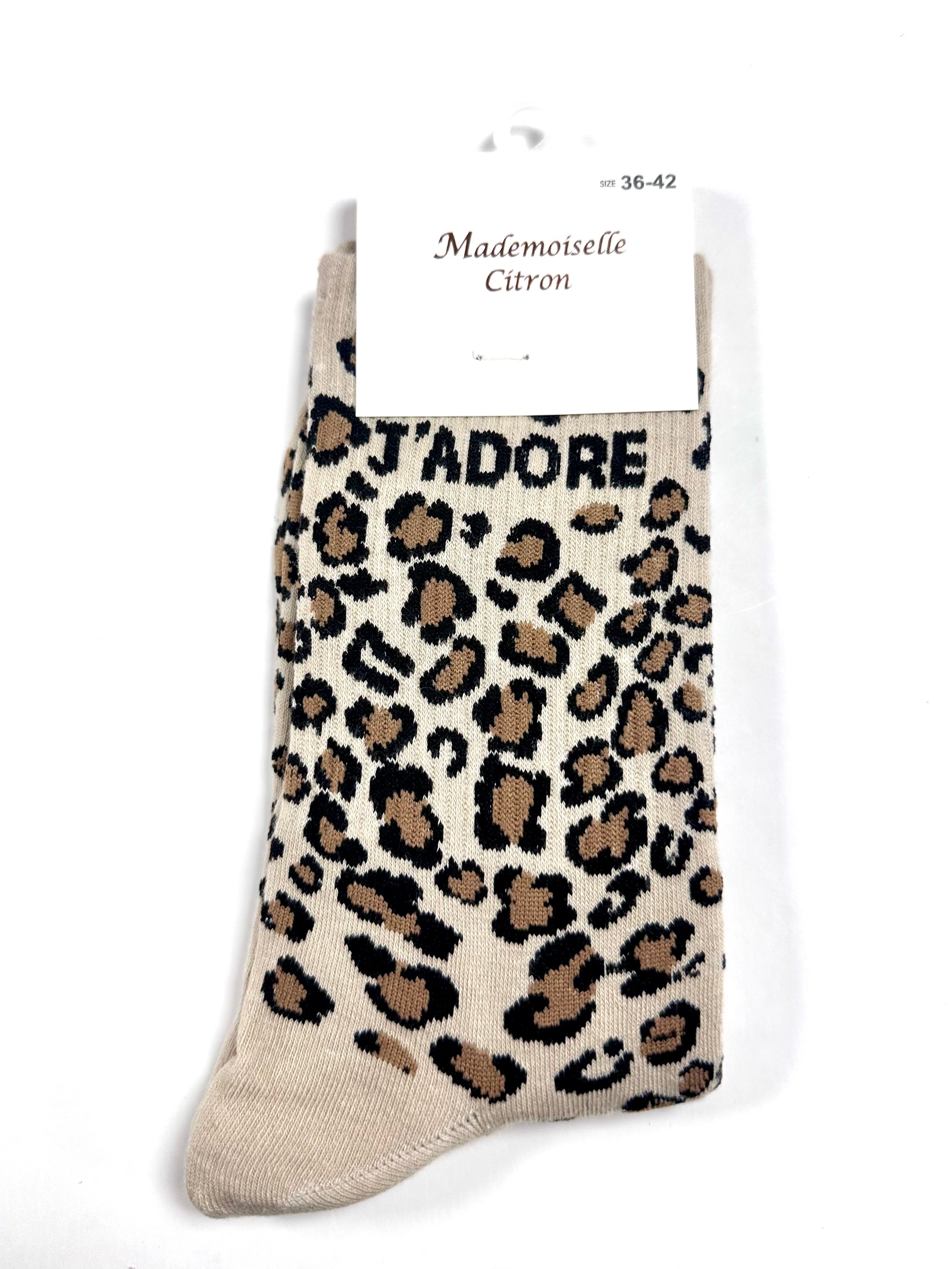 Chaussettes à Paillettes - Jadore (léopard) (Beige Léopard)