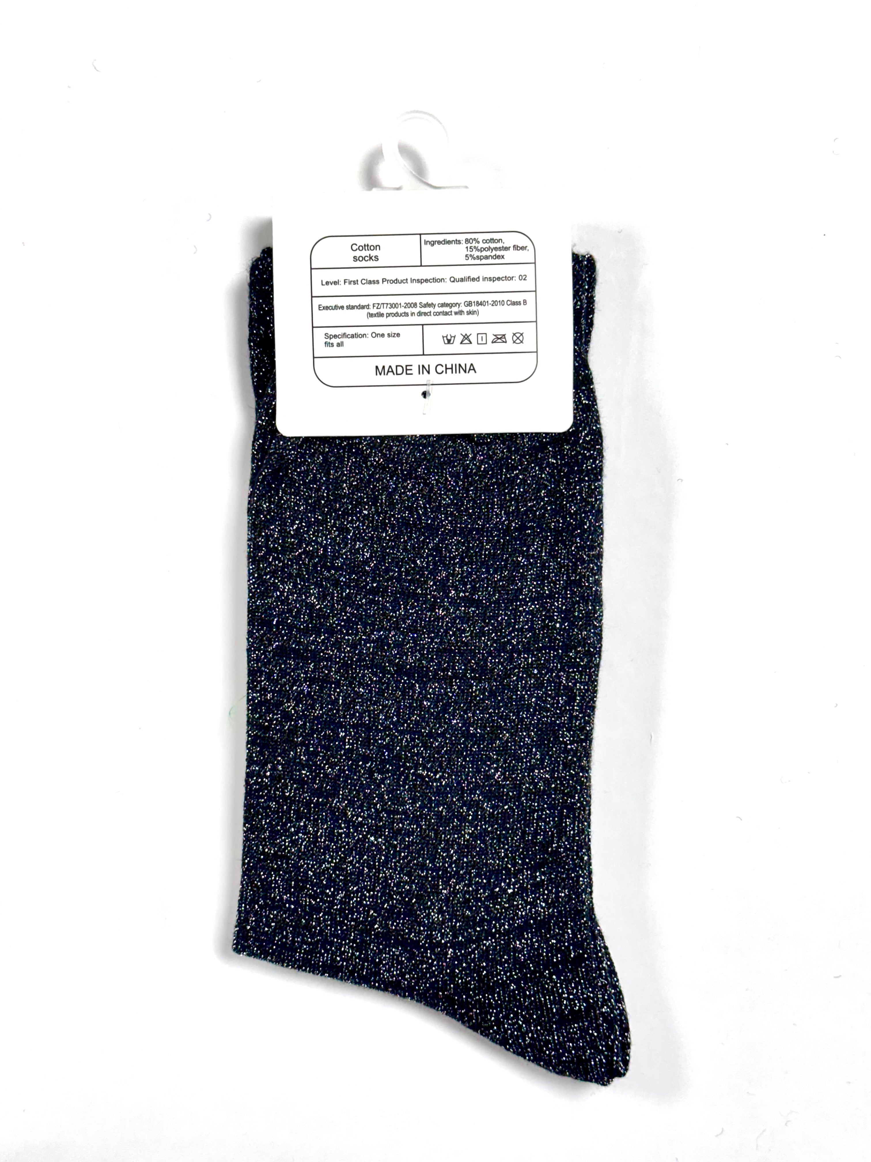 Chaussettes à paillettes « La vie en rose » - Noir