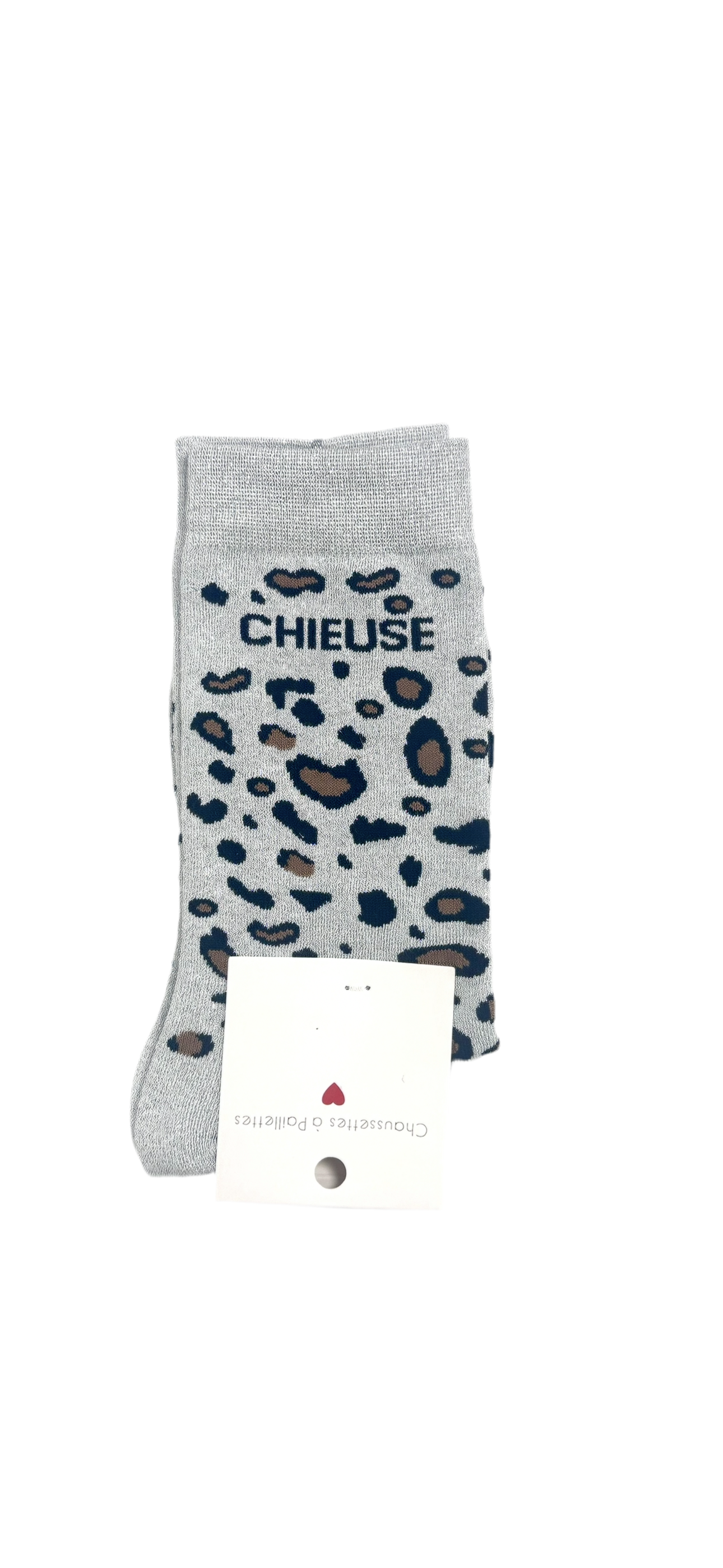 Chaussettes à Paillettes "Chieuse" - Léopard Gris