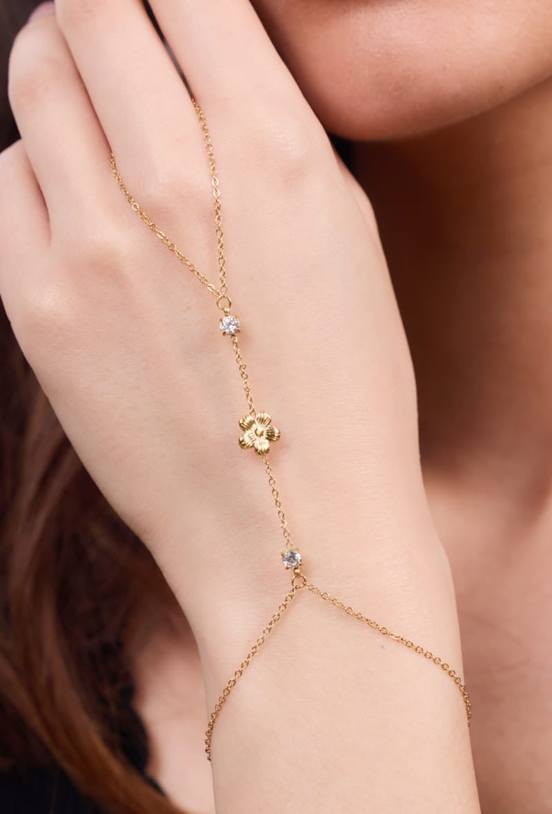 Chaîne de main fleur strass