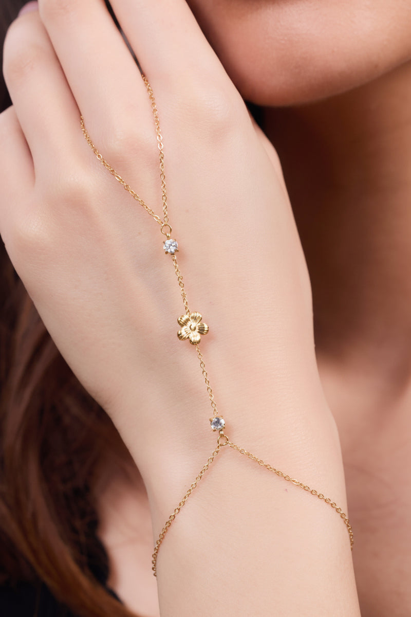 Chaîne de main fleur strass