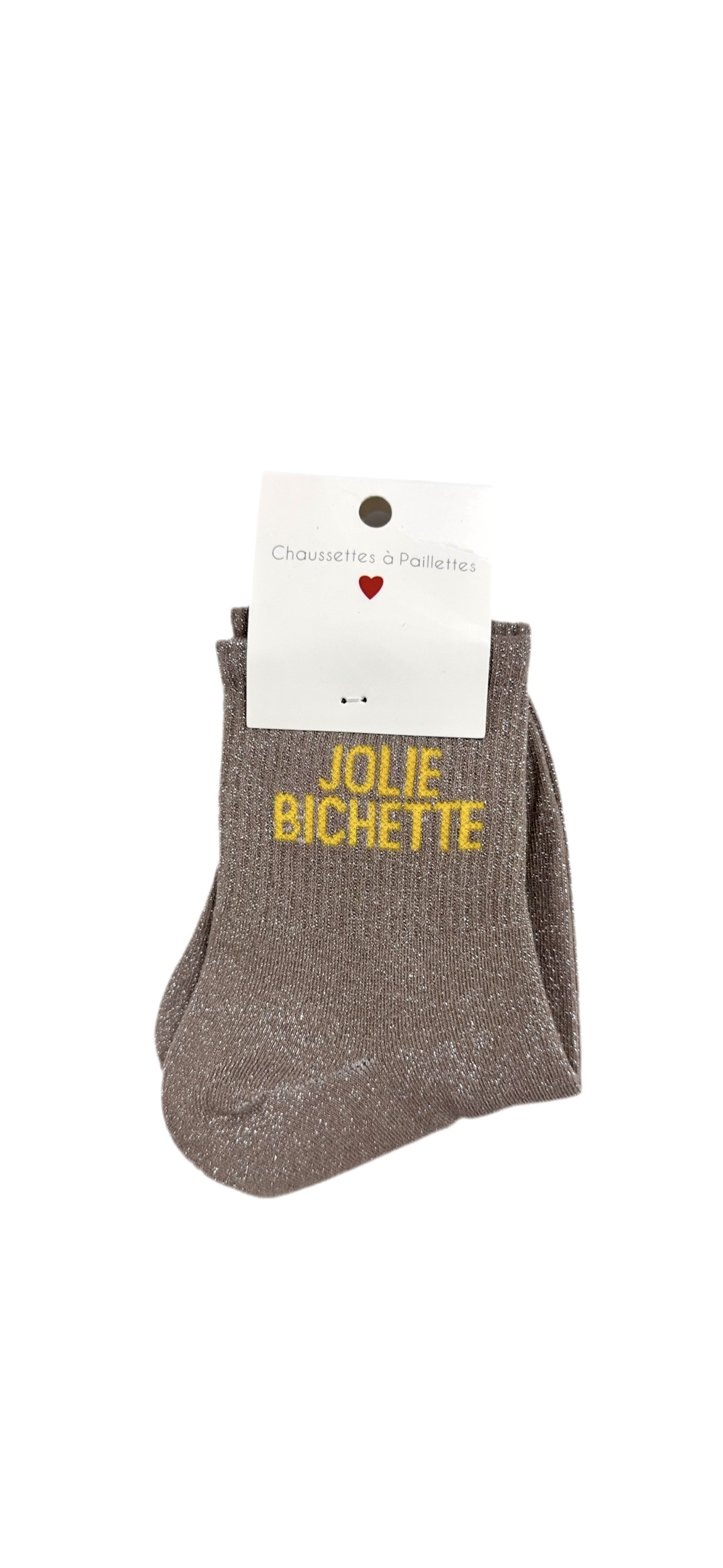 Chaussettes à Paillettes "Jolie Bichette" - Taupe