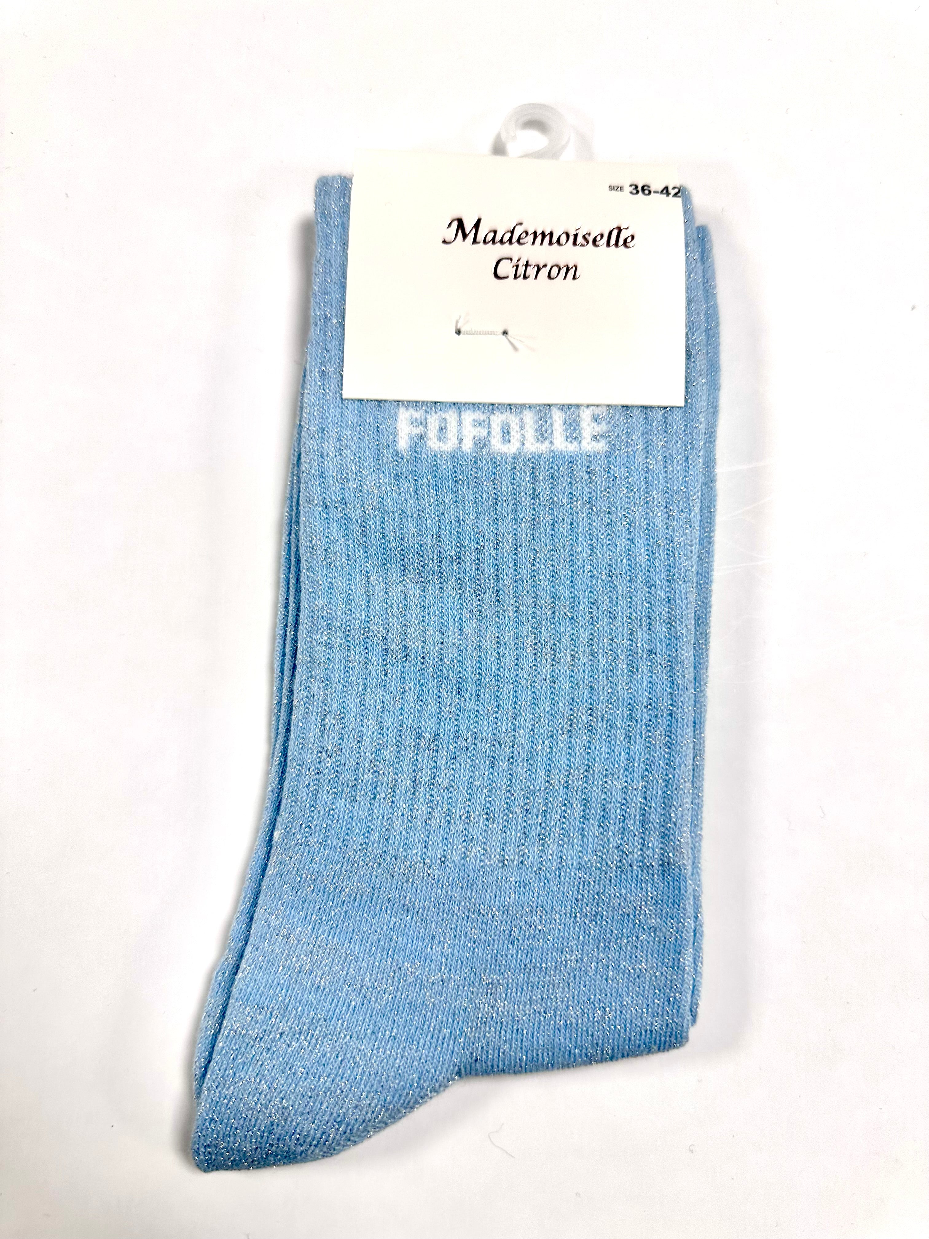 Chaussettes à Paillettes - Fofolle (Bleu clair)
