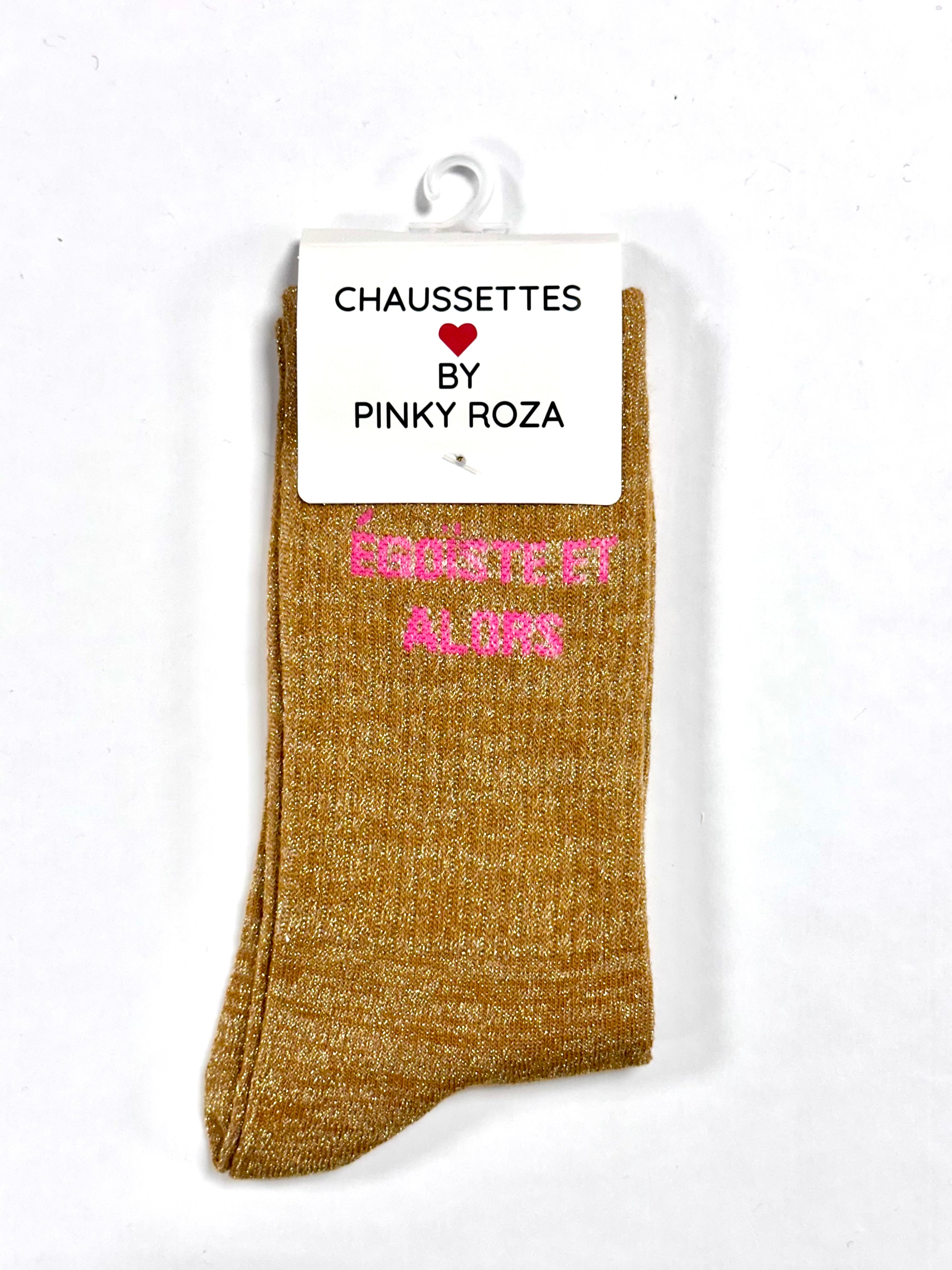 Chaussettes à paillettes « Égoïste et alors » - Jaune
