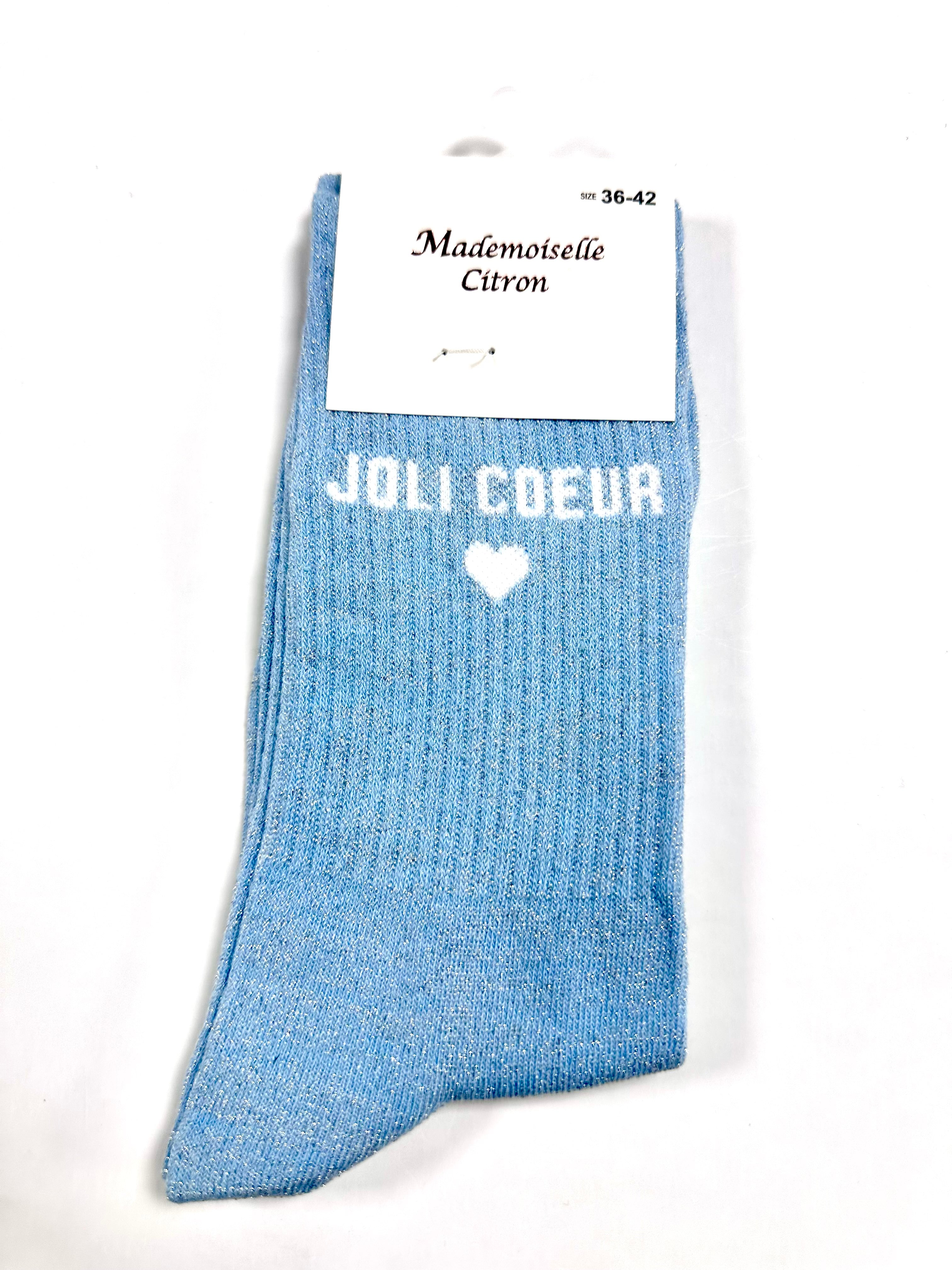Chaussettes à Paillettes - Jolie cœur ❤️ (Bleu clair)