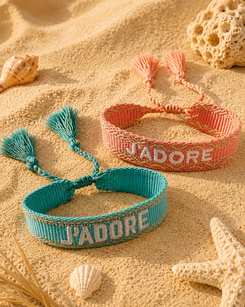 Bracelet tissu réglable J’adore