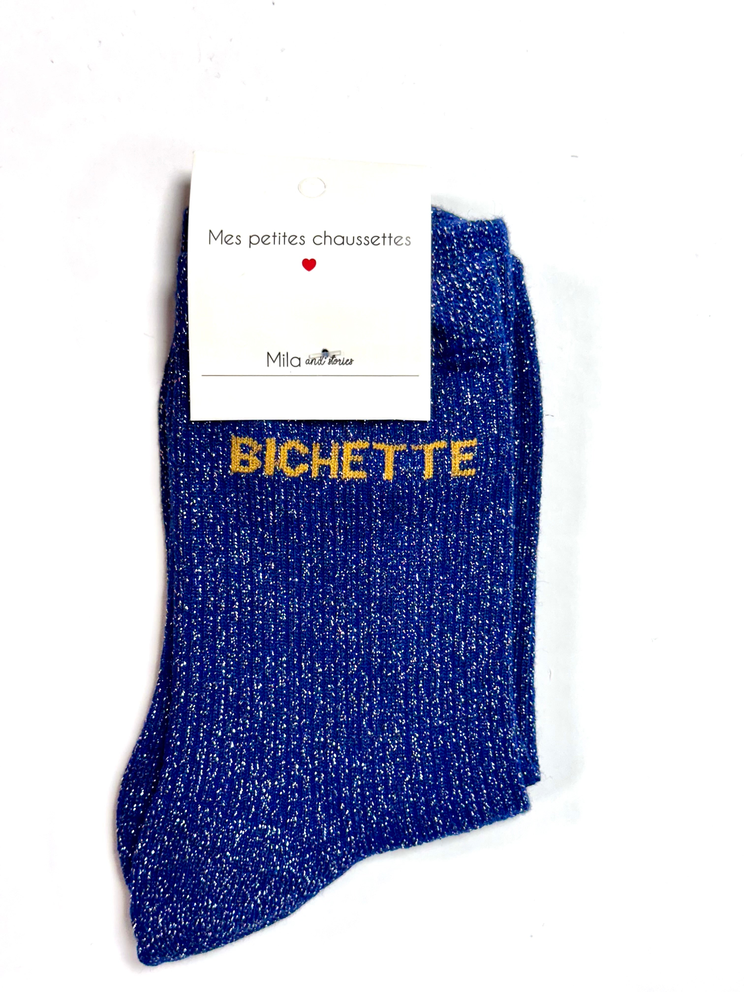 Chaussettes à paillettes « Bichette » - Bleu