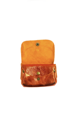 Porte-monnaie en cuir triple pochette - Orange