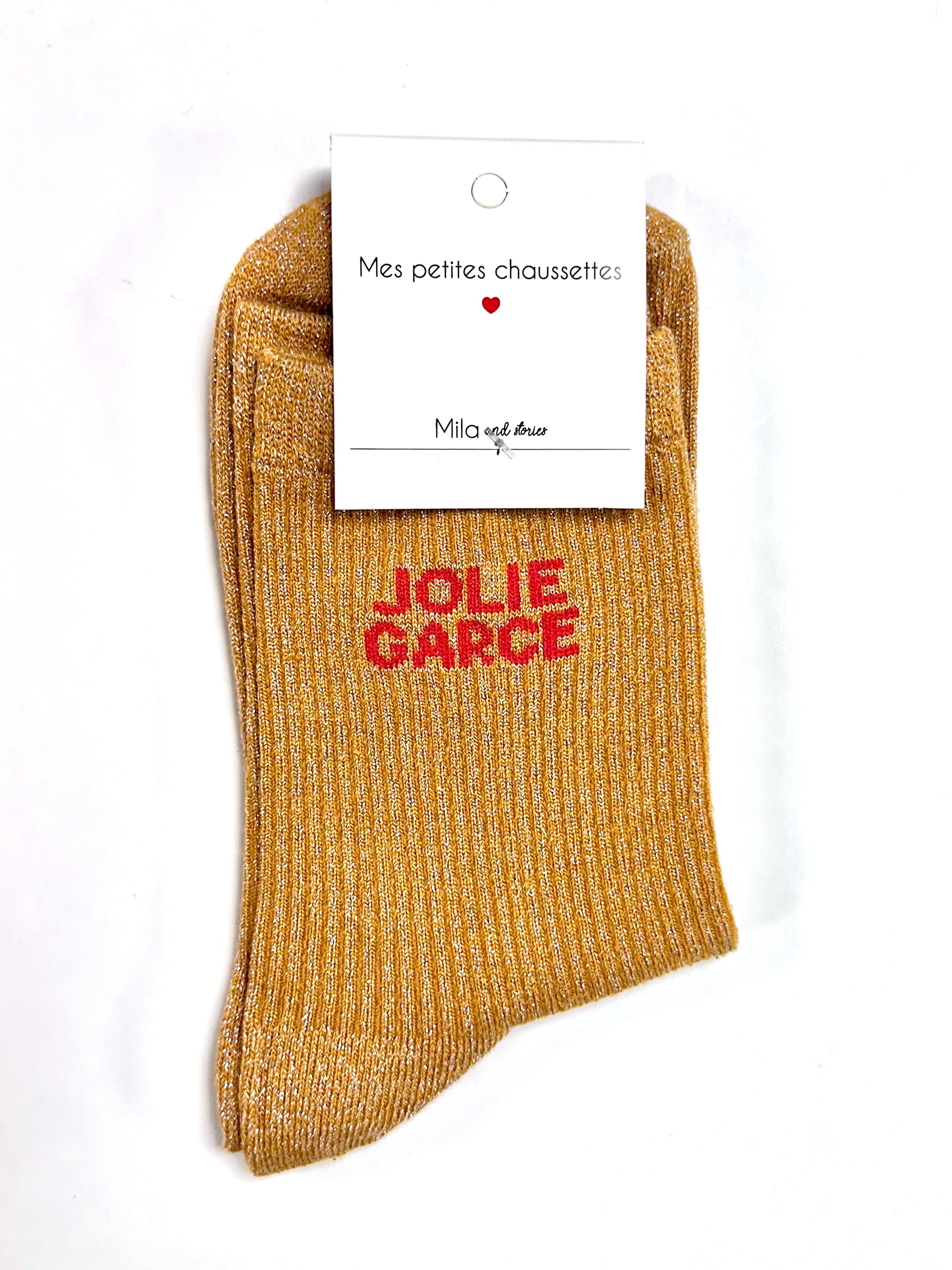 Chaussettes à paillettes « Jolie garce » - Jaune