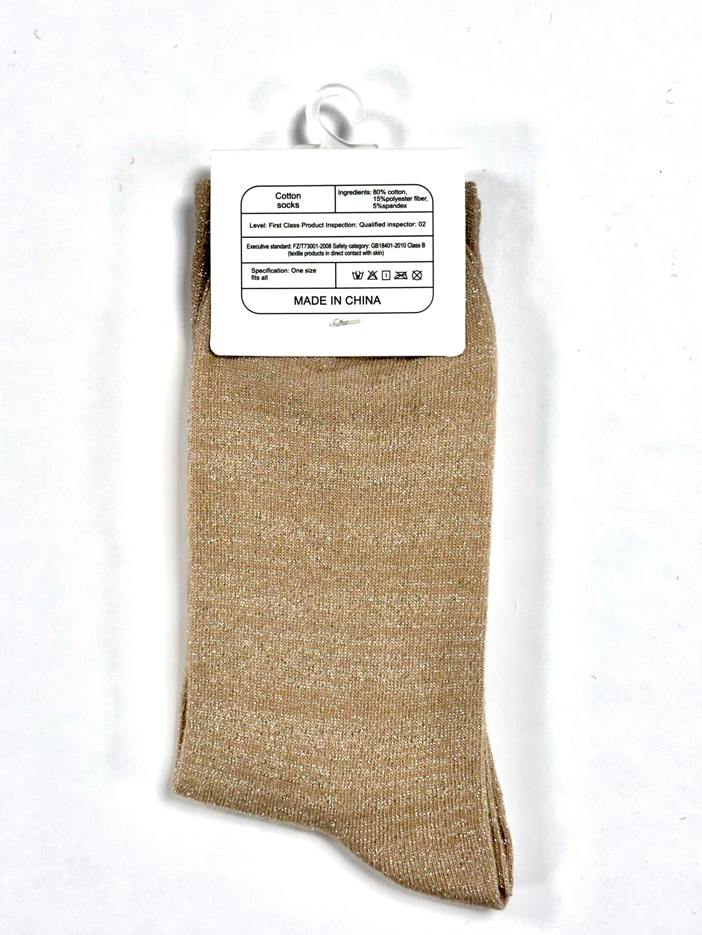 Chaussettes à paillettes « Égoïste et alors » - Beige