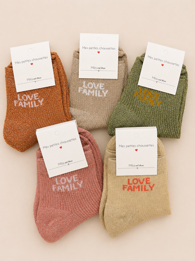 Chaussettes à paillettes « Love Family »