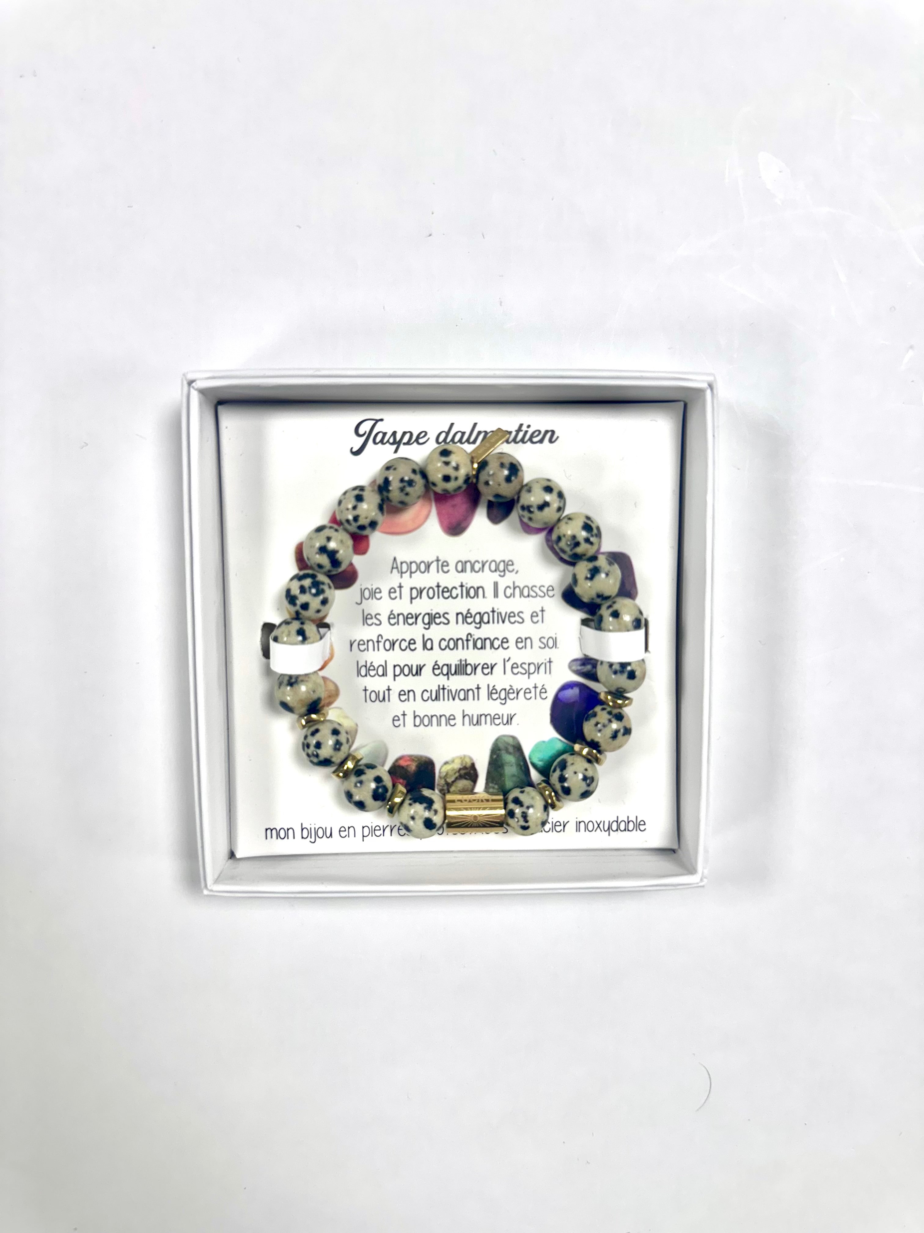 Bracelet en pierre — Jaspe Dalmatien